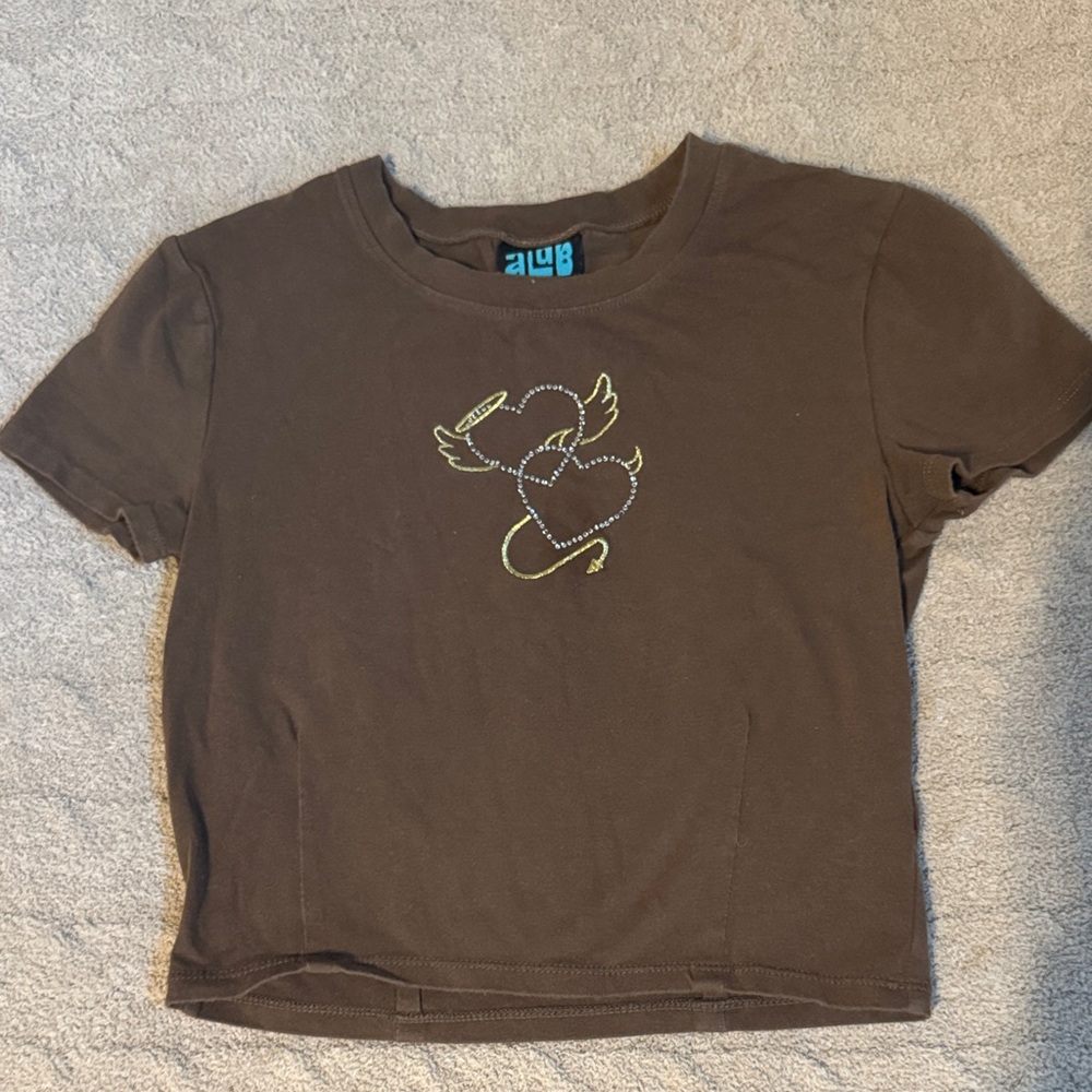 Brown Crop Top with Angel Design